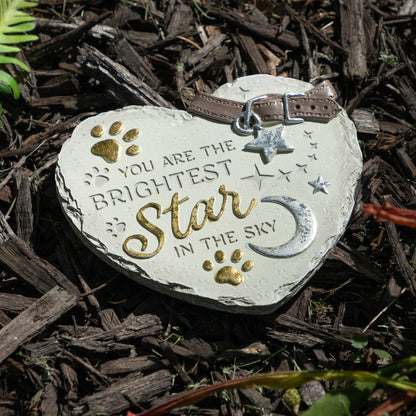 Paw Print Heart Memorial Pet Remembrance Garden Plaque Stone