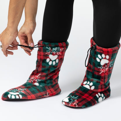 Super Cozy&trade; Deluxe Paw Non-Slip Toggle Slipper Booties