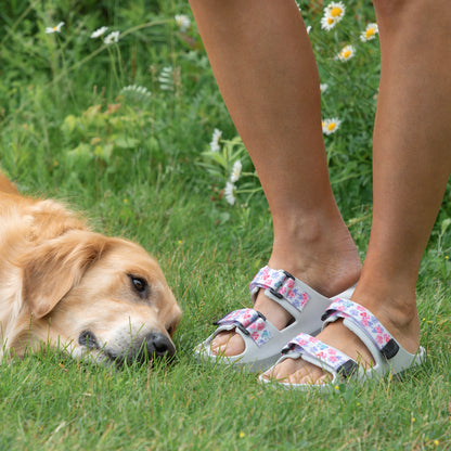 Paw Prints Velcro Slide Sandals
