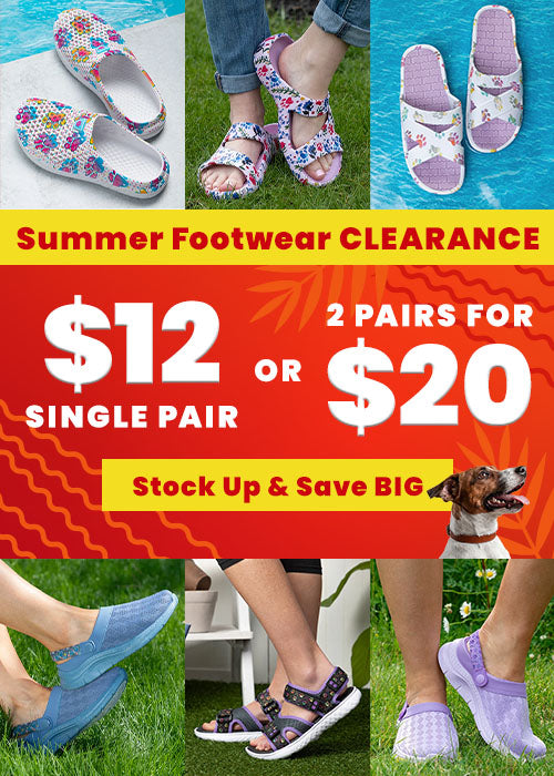 Shop the Summer Footwear Clearance with deals for $12 a single pair or 2 pairs for $20 on paw-print clogs and sandals. Proceeds help support shelter pets and more through The Animal Rescue Site and GreaterGood.