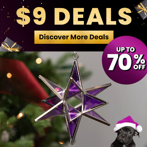 New $9 Deals from The Animal Rescue Site and GreaterGood, proceeds help support shelter pets and more, featuring black knit gloves with colorful paw-print pattern and maroon winter coat.