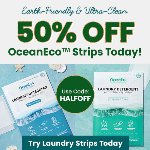 OceanEco Laundry Strips donation from The Animal Rescue Site and GreaterGood, featuring eco-friendly laundry detergent strip packs, presented clearly to support charitable impact through everyday purchases.