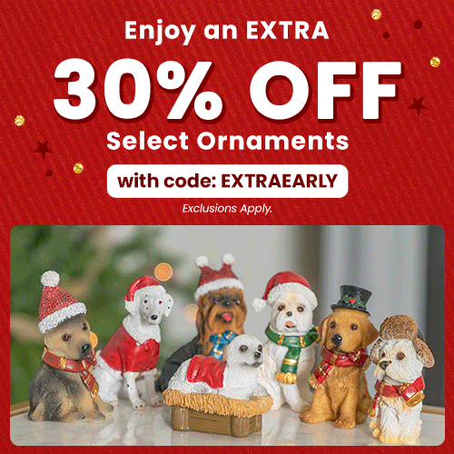 Enjoy an EXTRA 30% OFF select ornaments with code EXTRAEARLY (exclusions apply). Decorate your tree early and save while supporting shelter pets and more through The Animal Rescue Site and GreaterGood.