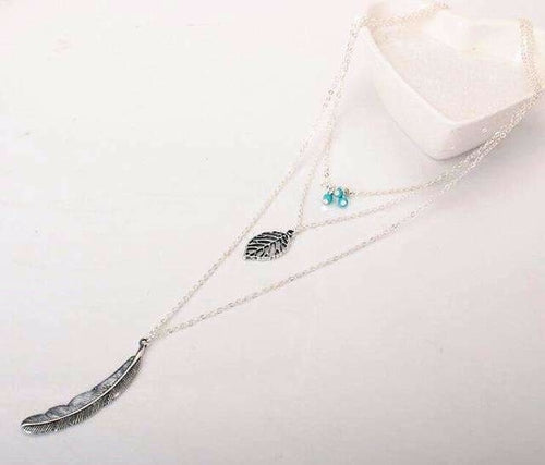 Multi-Layer Turquoise & Leaf Necklace