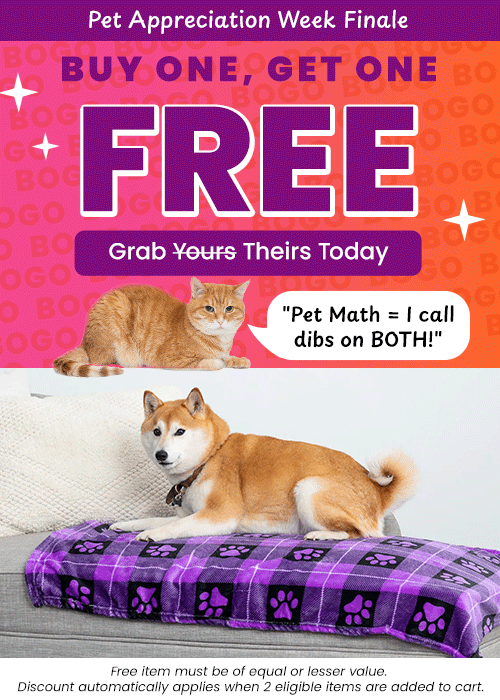 Buy One, Get One Free Pet Blanket promotion from The Animal Rescue Site and GreaterGood. Proceeds help support shelter pets and more. Purple plaid paw-print blanket, cozy fleece throw, pet-friendly comfort bedding.