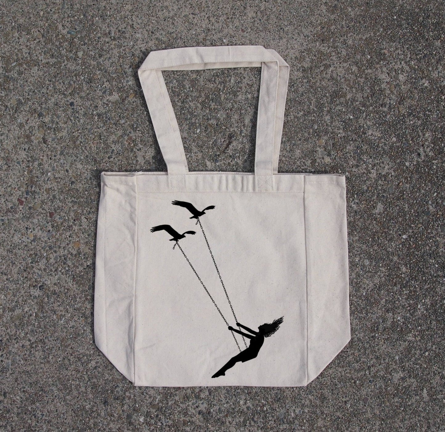 Flying Bird Swing Cotton Canvas Tote Bag