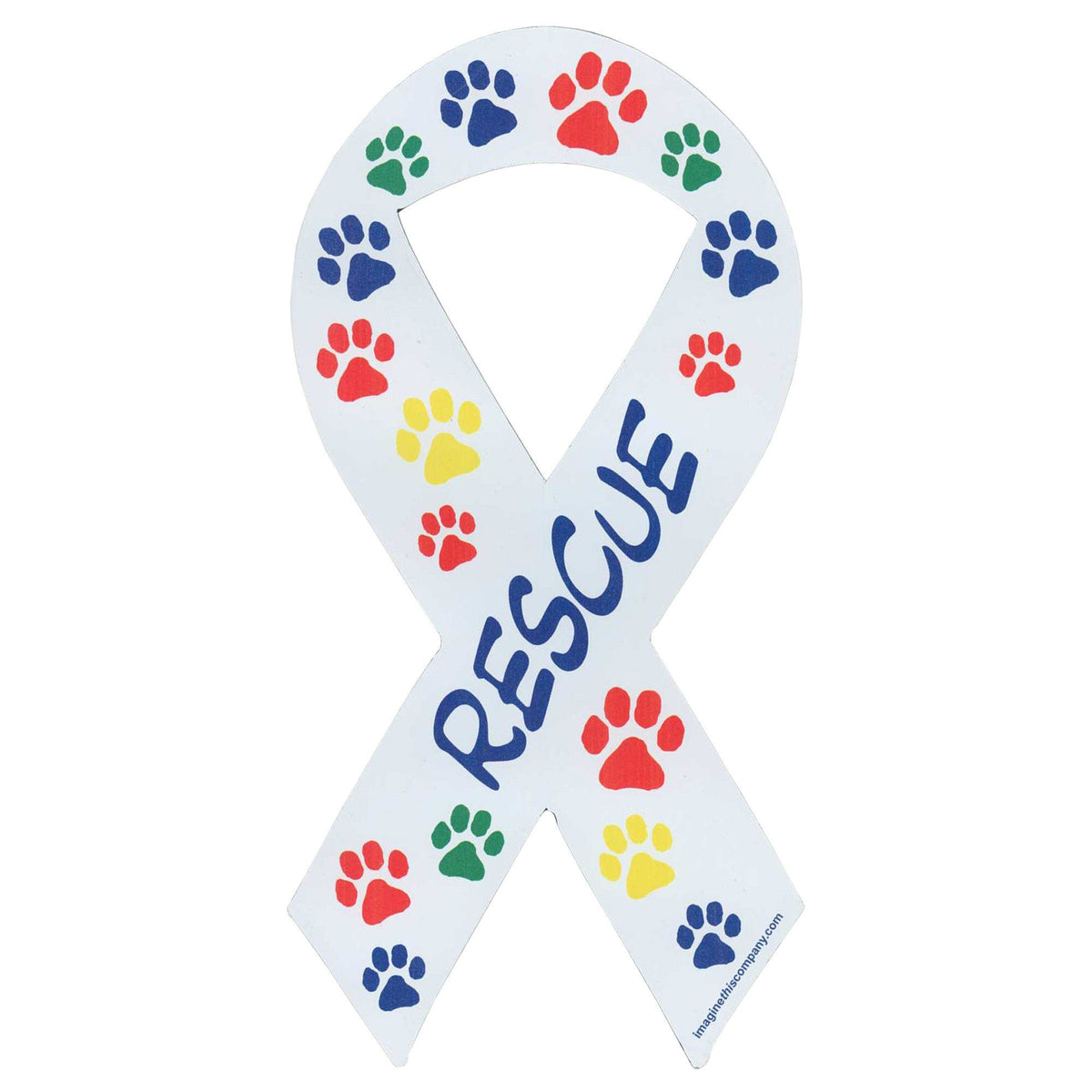 "Who Rescued Who?" 5 Paw Print Car Magnet - Flexible Vinyl Decal For Car, Truck, Fridge