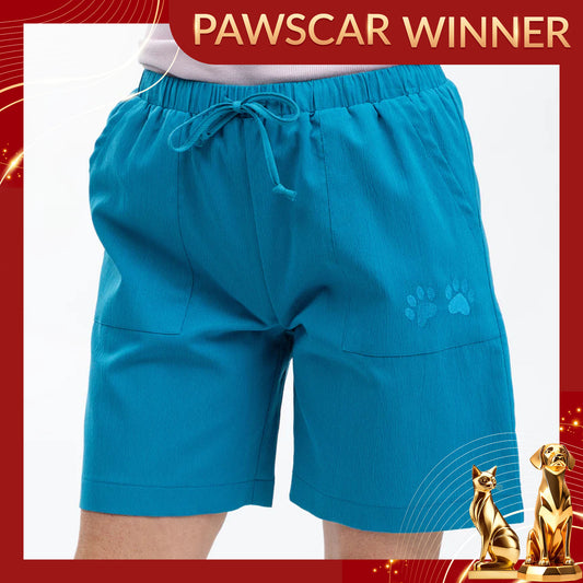 Paw Print Lightweight Long Shorts with Pockets - 7.5-inch Inseam