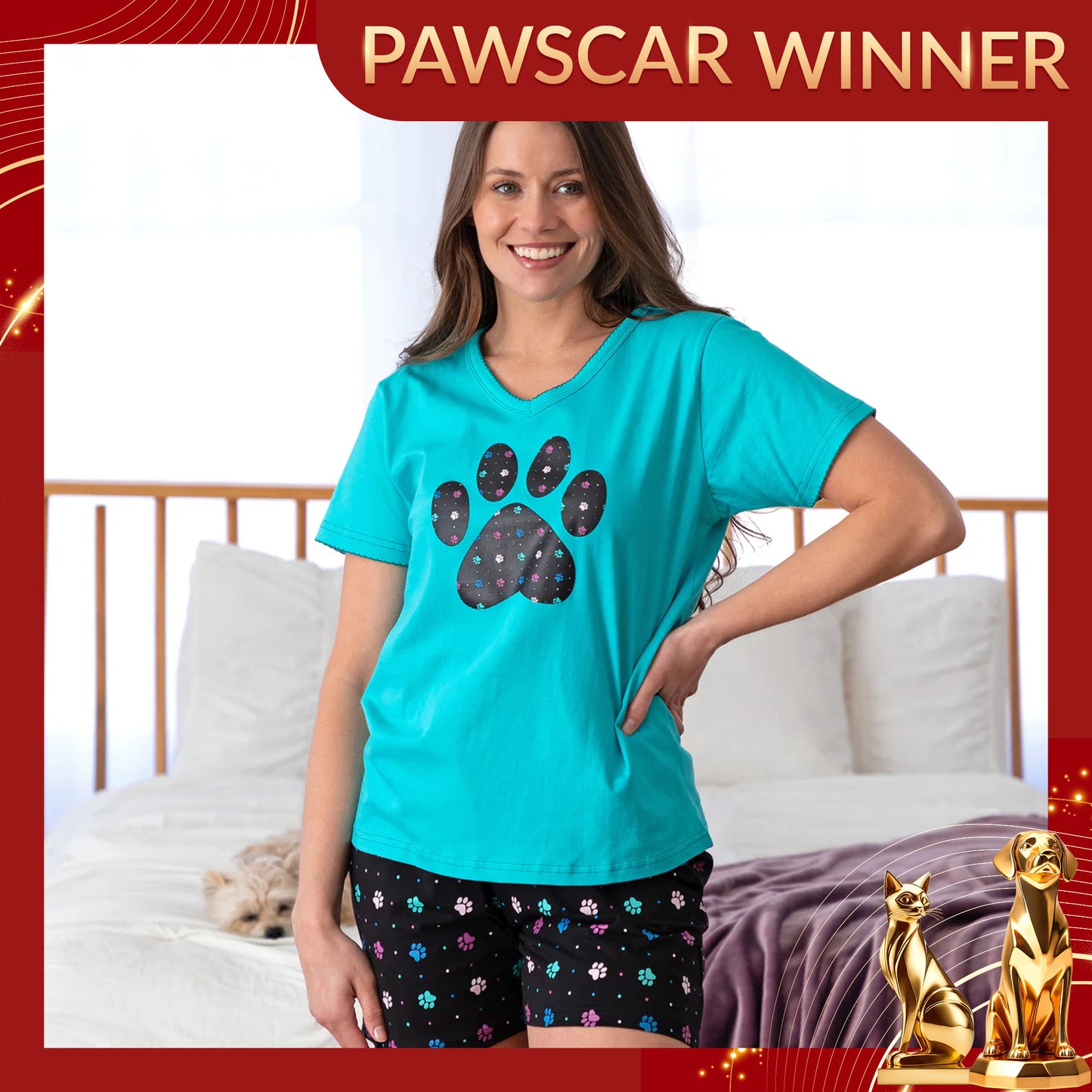 Polka Dot Paws Pajama Shorts Set