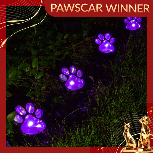 Paw Print Solar Ground Lights - Set of 4