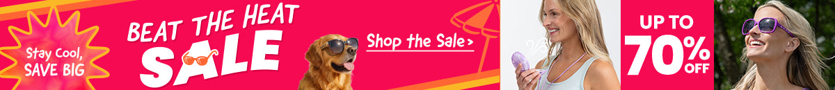 Alt Text:
Beat the Heat Sale: Purple neck fan and orange paw print tumbler. By The Animal Rescue Site and GreaterGood. Proceeds help support shelter pets and more.