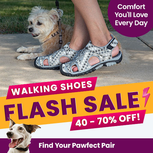 Shop the walking shoes flash sale with 40-70% off to "Find Your Pawfect Pair" and enjoy comfort every day. Proceeds help support shelter pets and more through The Animal Rescue Site and GreaterGood.