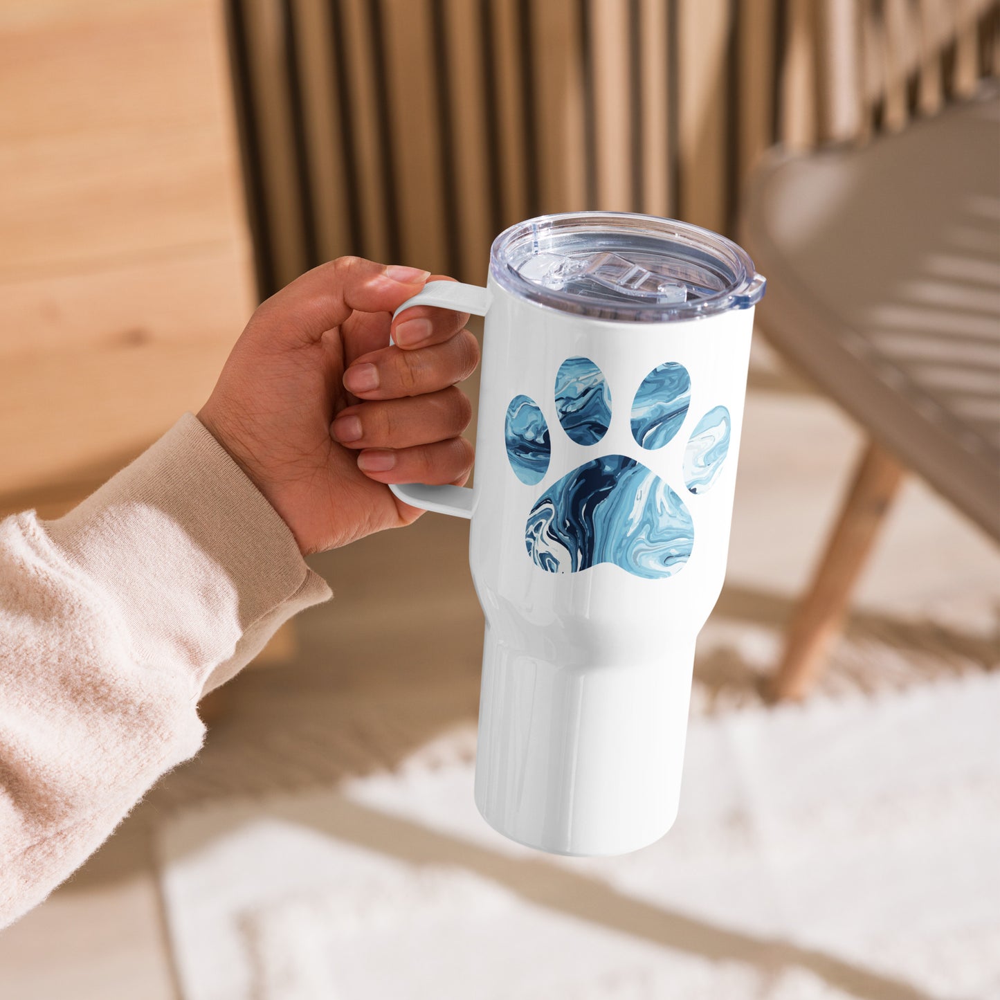 Marbled Paw 25oz Handle Tumbler Travel Mug