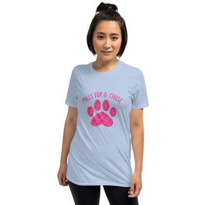 Paws For A Cause Pink Ribbon Paw Print T-Shirt