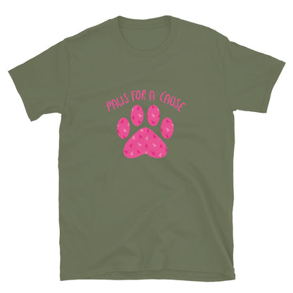 Paws For A Cause Pink Ribbon Paw Print T-Shirt