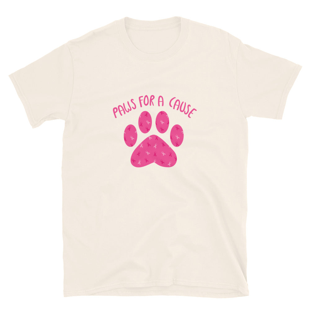 Paws For A Cause Pink Ribbon Paw Print T-Shirt