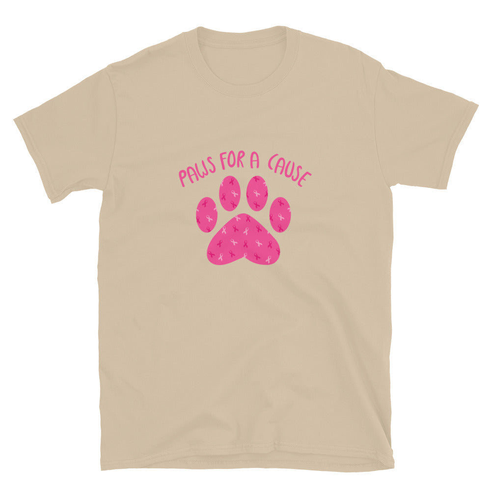 Paws For A Cause Pink Ribbon Paw Print T-Shirt