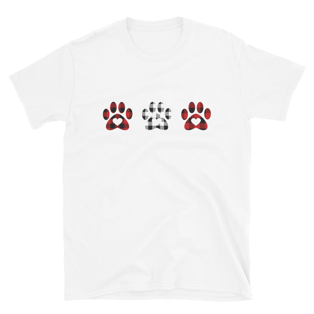 Triple Gingham Paws With Hearts T-Shirt
