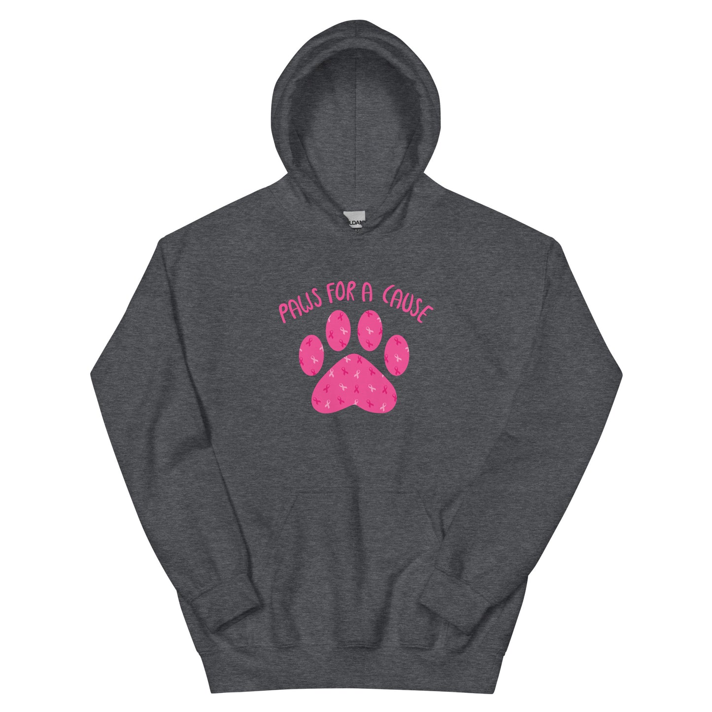 Paws For A Cause Pink Ribbon Paw Print Hoodie