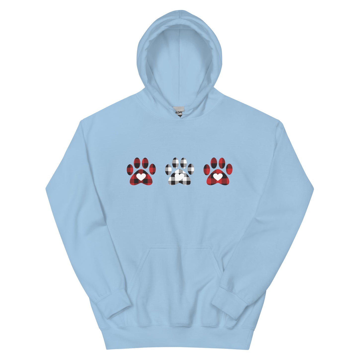 Triple Gingham Paws With Hearts Hoodie