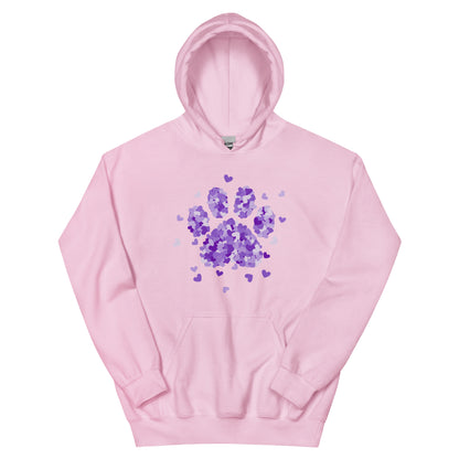 Purple Paw Print of Hearts Hoodie