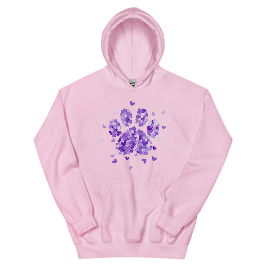 Purple Paw Print of Hearts Hoodie