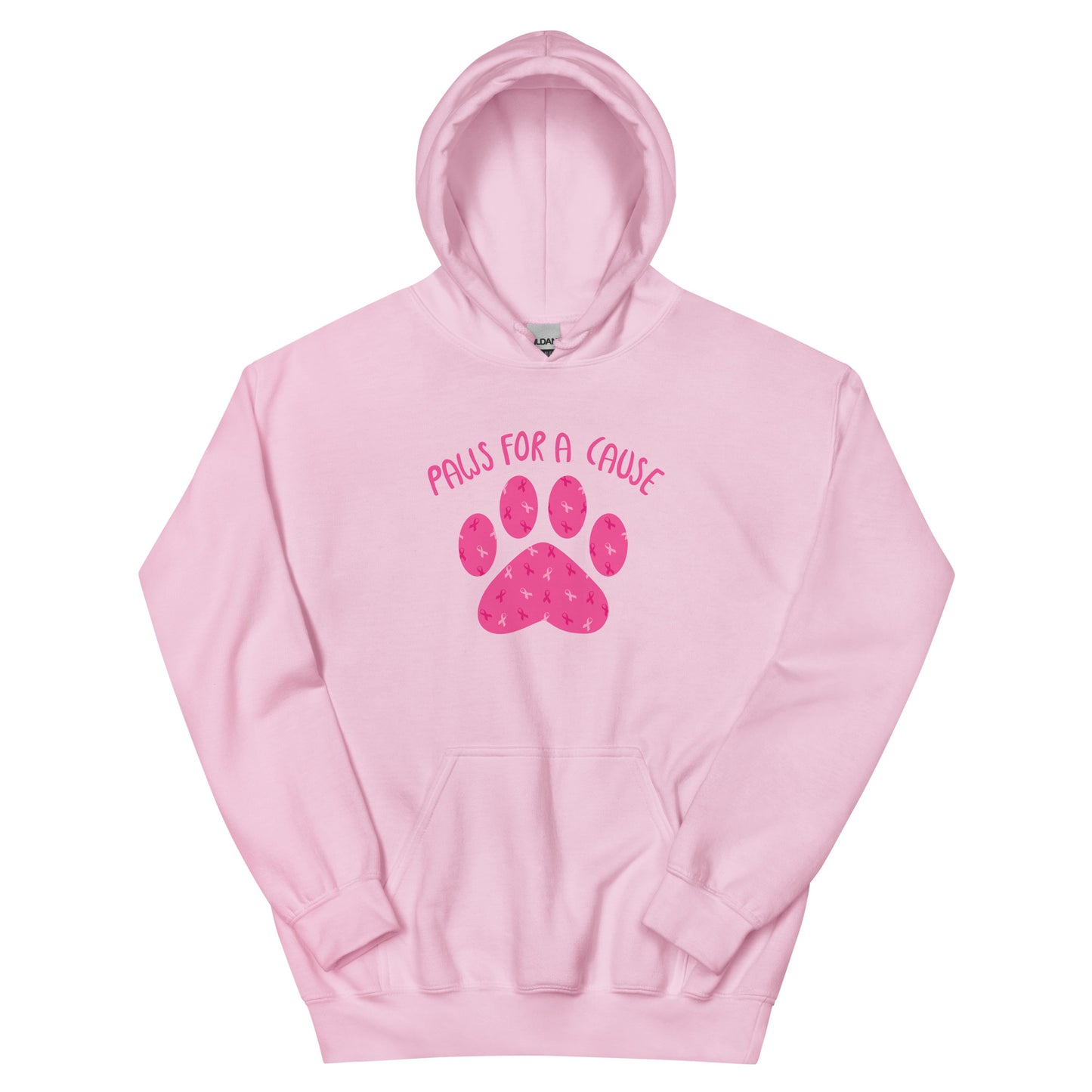 Paws For A Cause Pink Ribbon Paw Print Hoodie