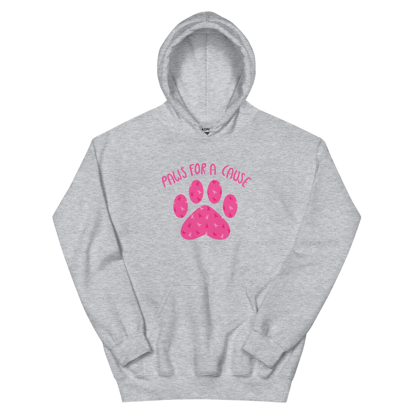 Paws For A Cause Pink Ribbon Paw Print Hoodie