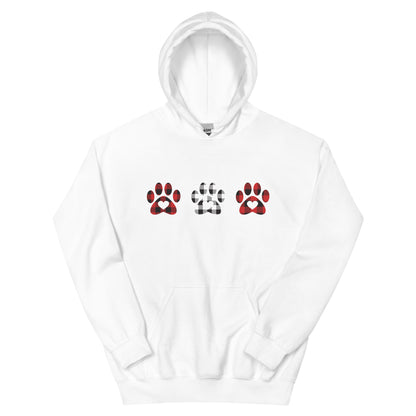 Triple Gingham Paws With Hearts Hoodie