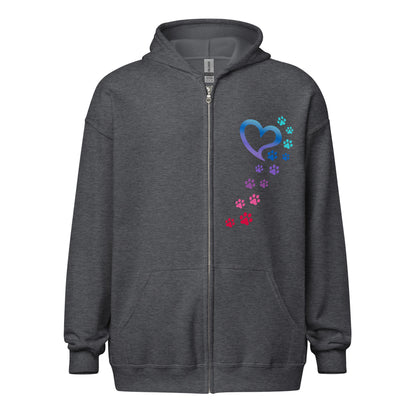 Rainbow Paws To My Heart Heavy Blend Zip Hoodie