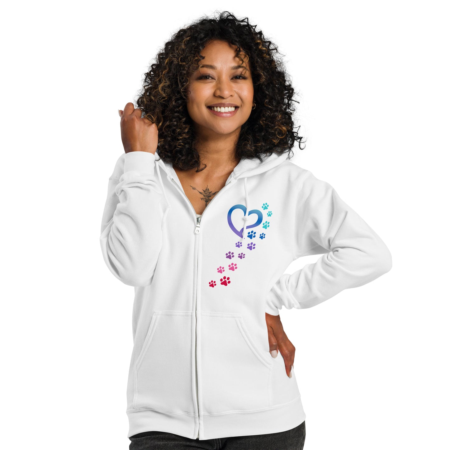 Rainbow Paws To My Heart Heavy Blend Zip Hoodie