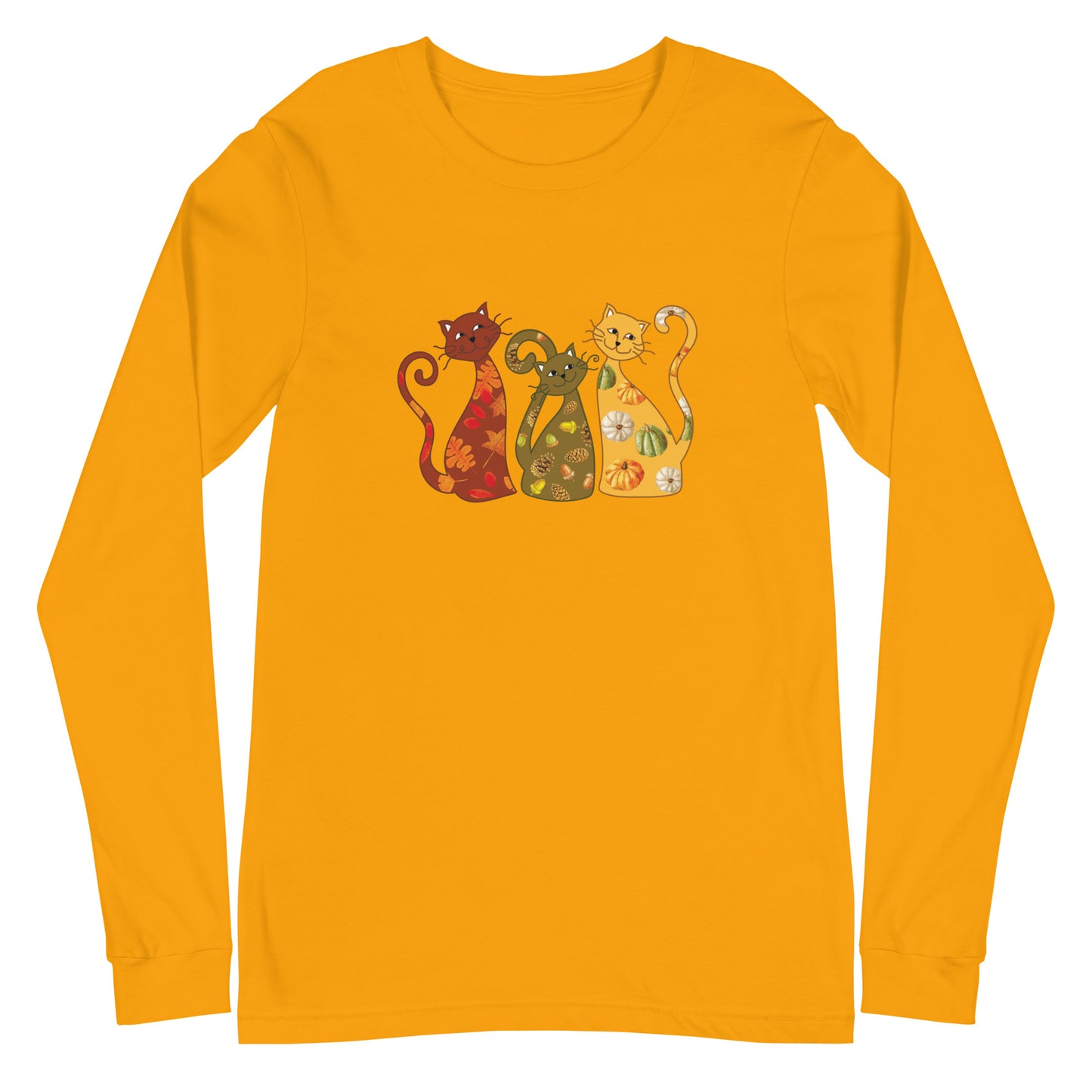 Festive Fall Cats Long Sleeve Tee