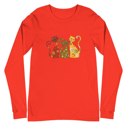 Festive Fall Cats Long Sleeve Tee