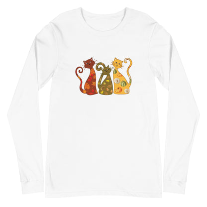 Festive Fall Cats Long Sleeve Tee