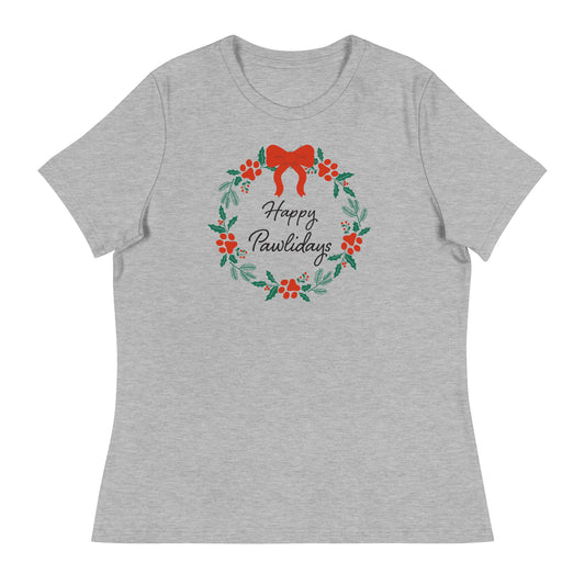 Happy Pawlidays Wreath Women's Relaxed T-Shirt