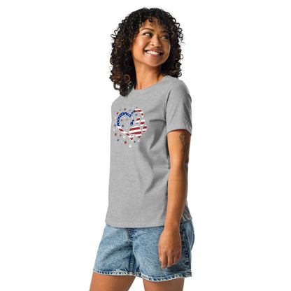 Star Spangled Paw Print Love Women's Relaxed T-Shirt