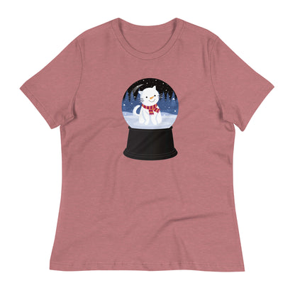 Snowman Kitty Snow Globe Women's Relaxed T-Shirt