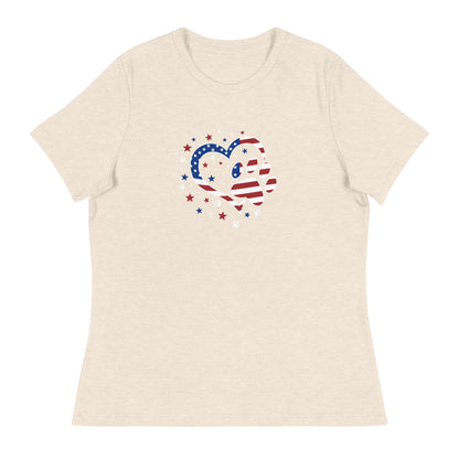Star Spangled Paw Print Love Women's Relaxed T-Shirt