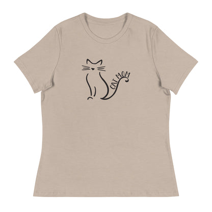 Cat Mom Outlined Women's Relaxed T-Shirt