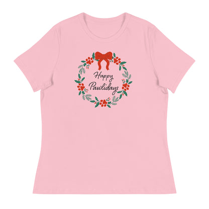 Happy Pawlidays Wreath Women's Relaxed T-Shirt