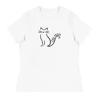 Cat Mom Outlined Women's Relaxed T-Shirt