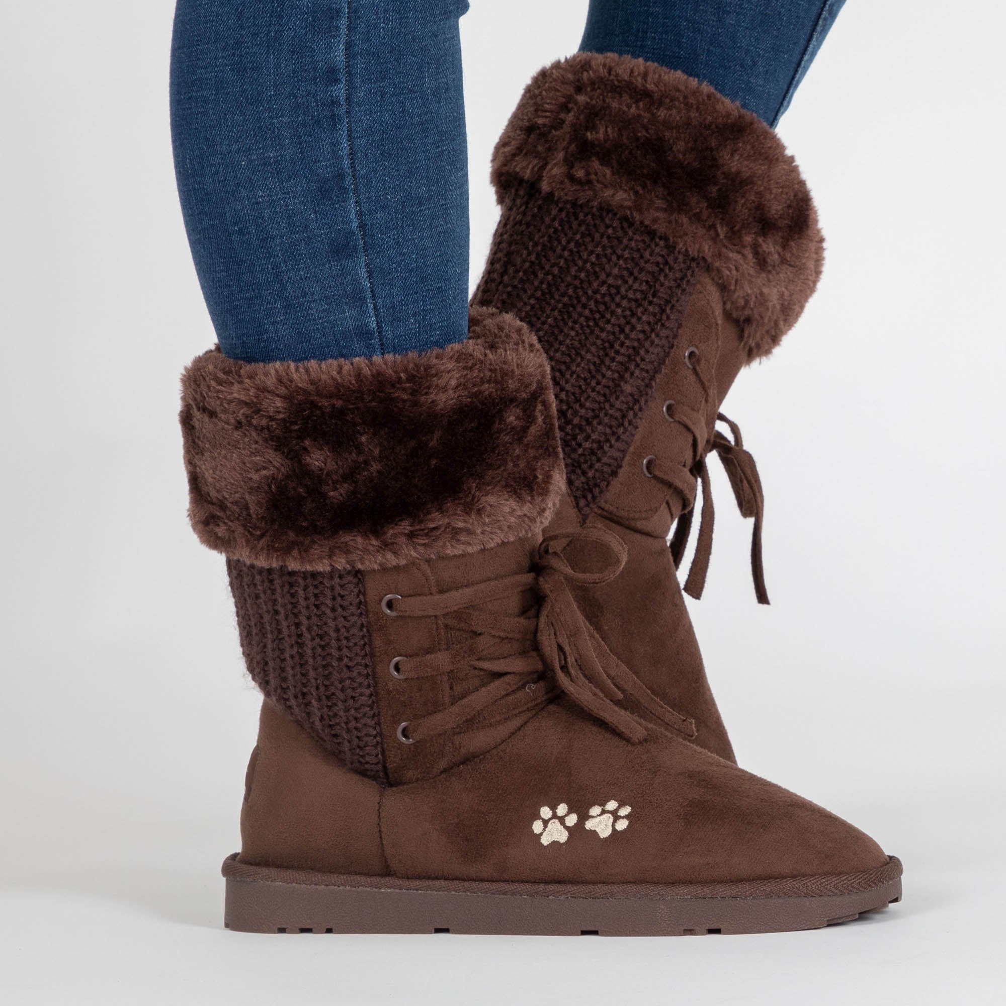 Lace Up Paw Print Sweater Boots The Animal Rescue Site