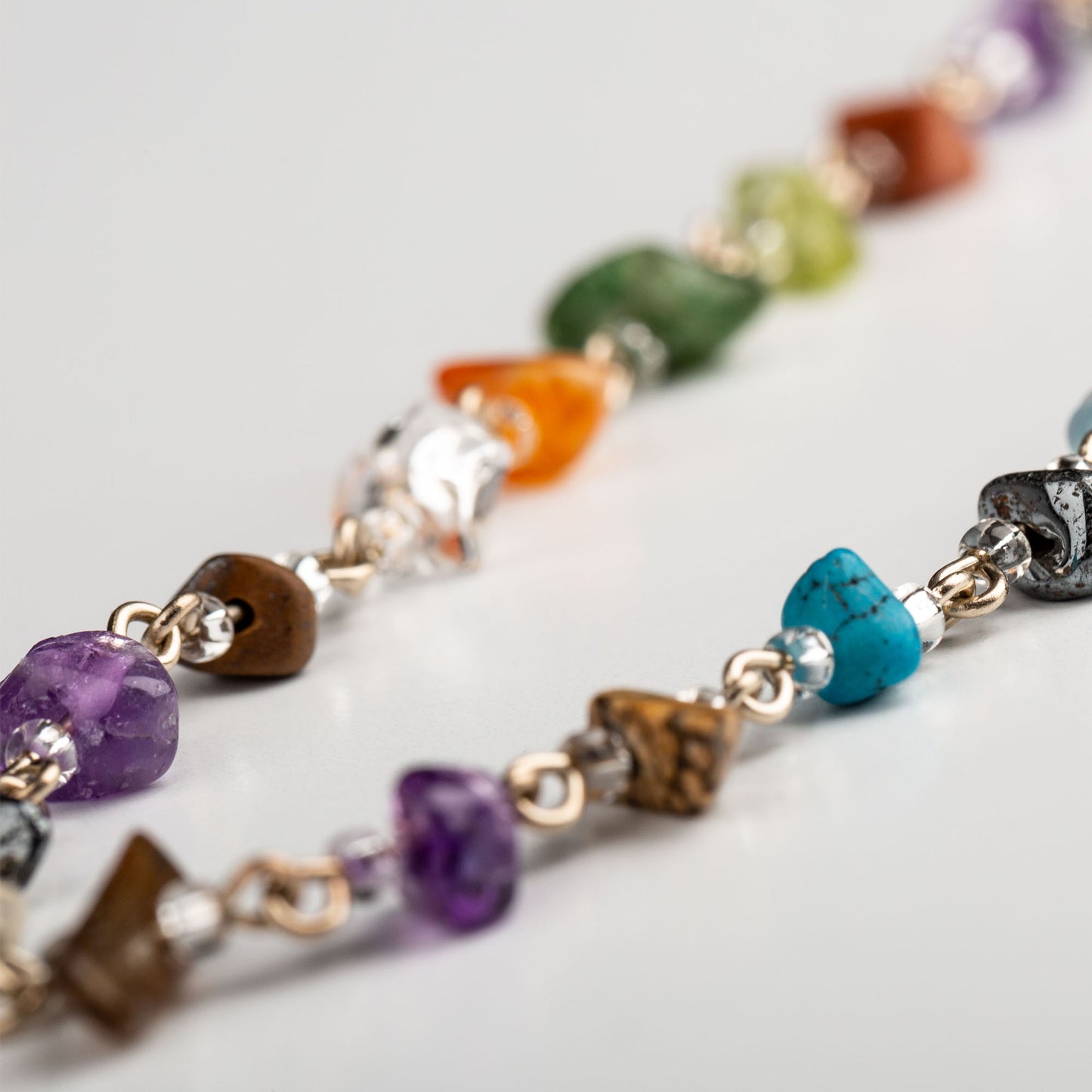 Dangling Gemstones Hand Beaded Anklet