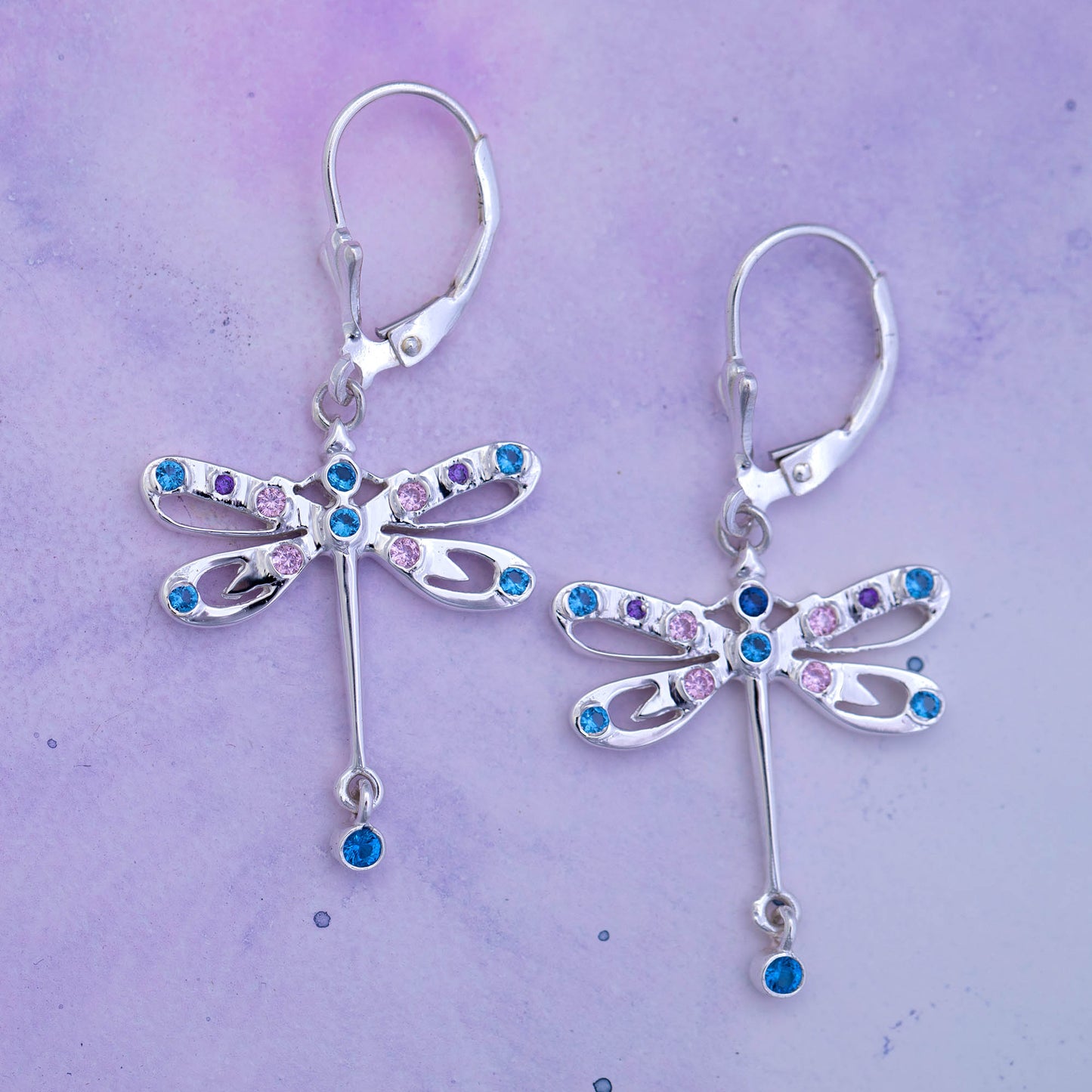 Fluttering Friends Sterling & Crystal Earrings