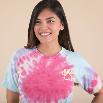 Paw Print Tie-Dye Short Sleeve T-Shirt