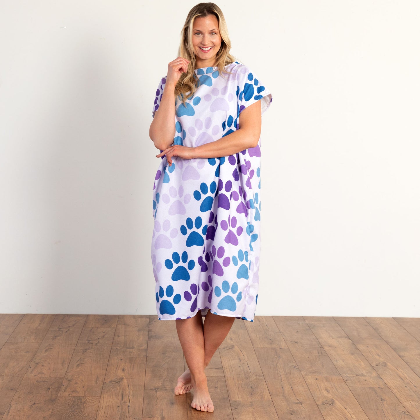 Paw Print Beach Towel Poncho