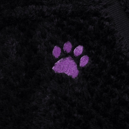 Embroidered Paw Fleece Poncho