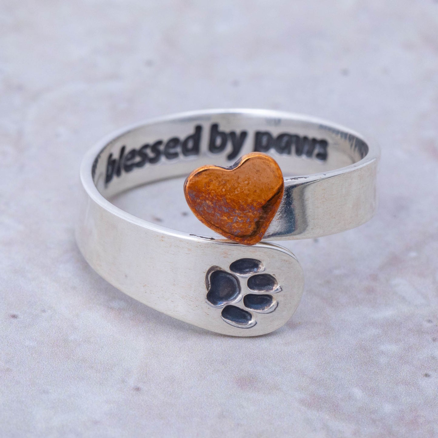 Blessed by Paws Sterling Adjustable Ring