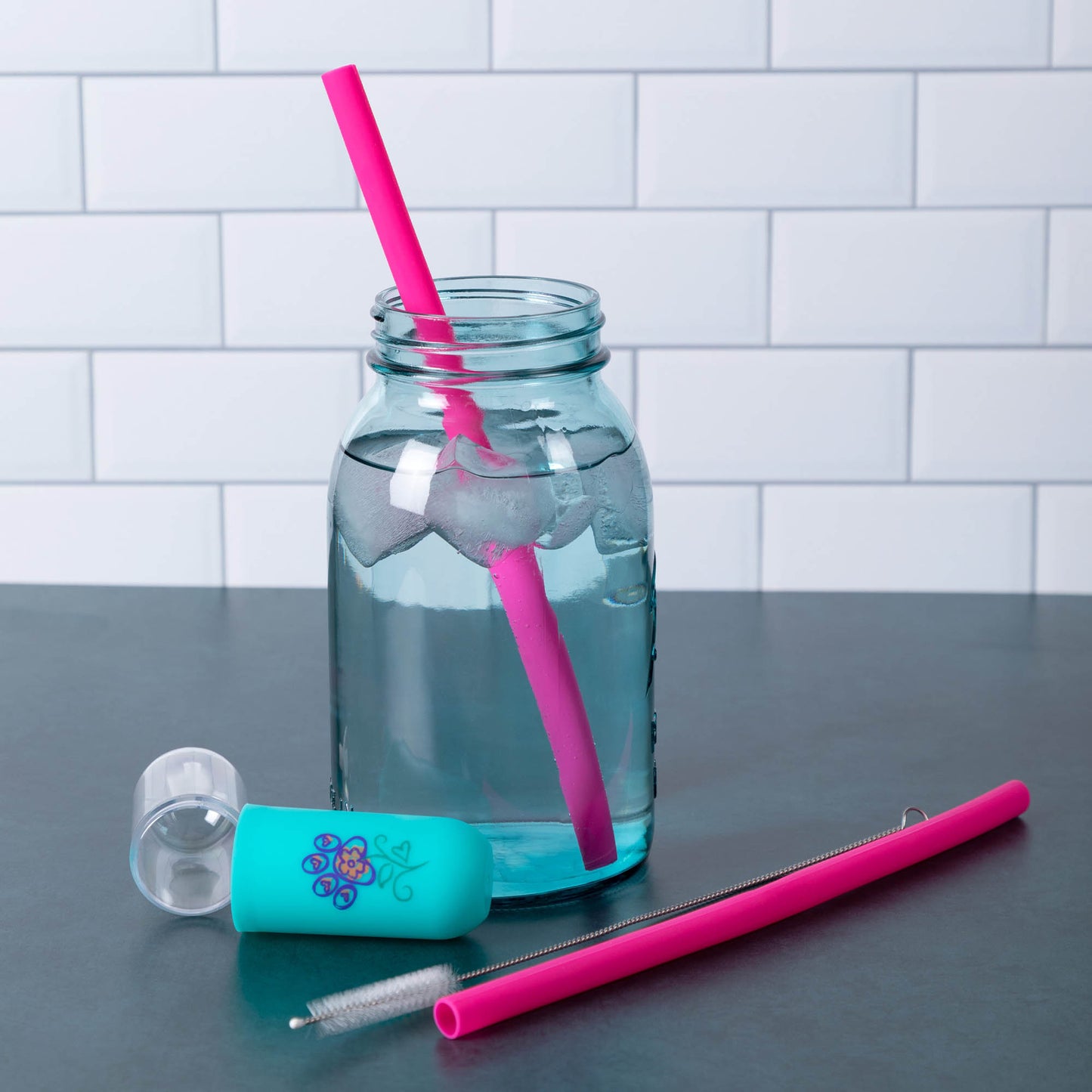 Silicone Straw Set with Brush