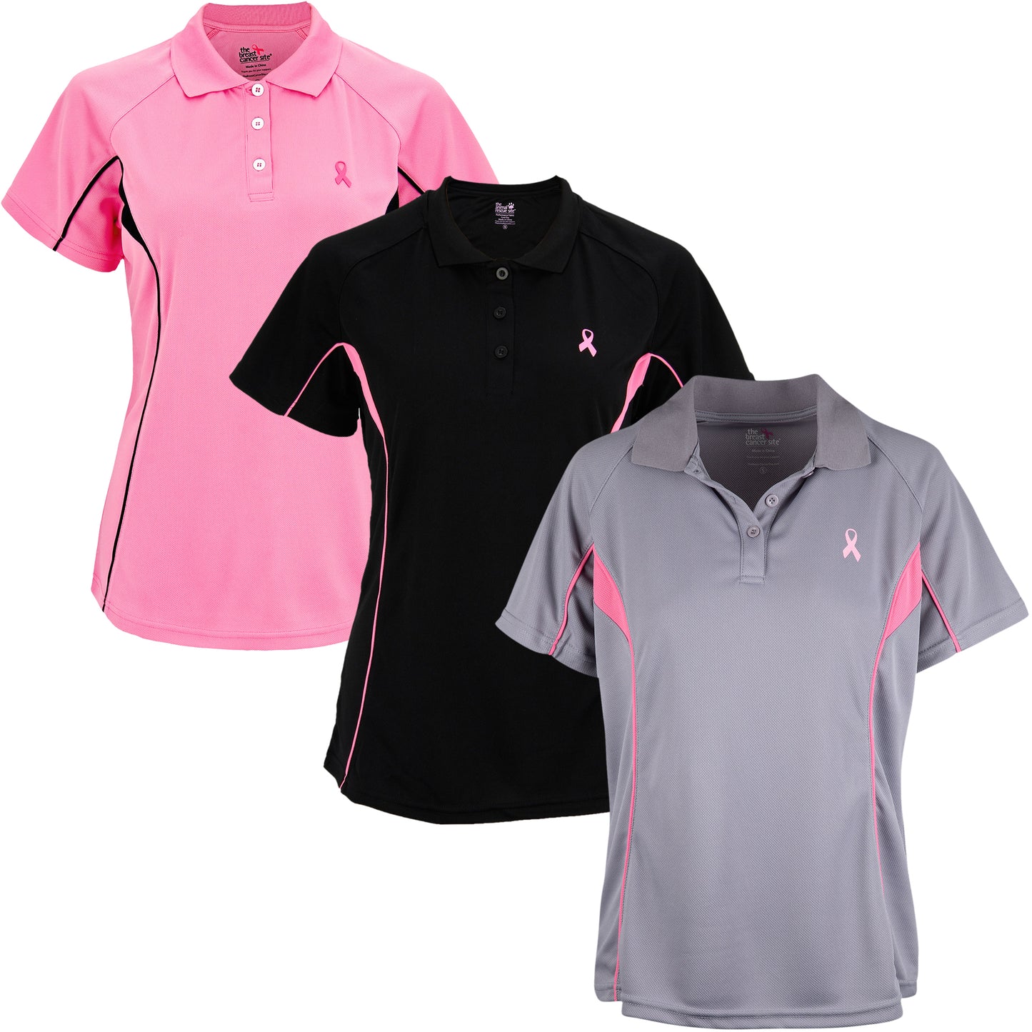 Pink Ribbon Quick-Dry Polo Shirt